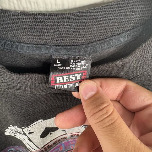 Vintage 90’s Eagle Motorcycle Poker Run Tee Shirt Size L - Picture 3 of 5